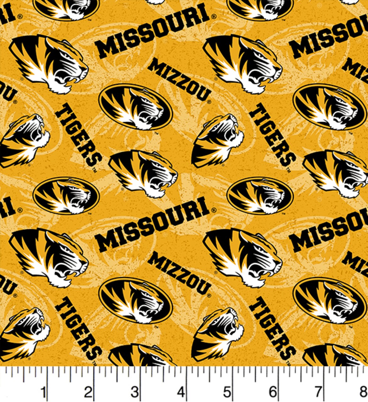 Sykel Enterprises-University of Missouri Cotton Fabric-Missouri Tigers Tone On Tone Cotton Quilting Fabric